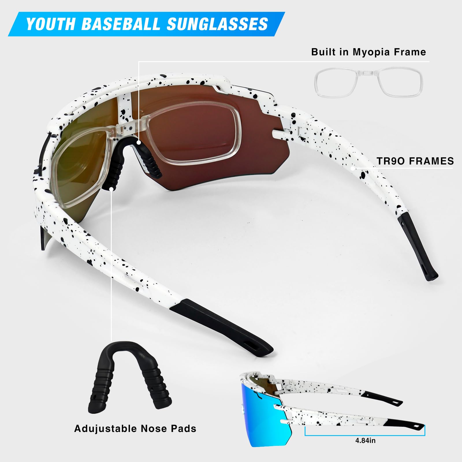 FMYPolarized Sports Sunglasses for Men & Women - UV400 Protection Baseball Glasses for Cycling, Running, Softball | Perfect for Outdoor Activities & Athletic Performance