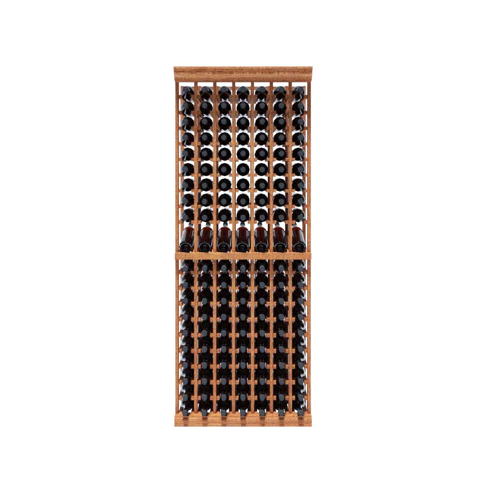 7 Column 140 Bottle 7ft Wine Rack Kit with Display - Premium Wooden Wine Storage for Home, Bar, Restaurant & Cellar Organization