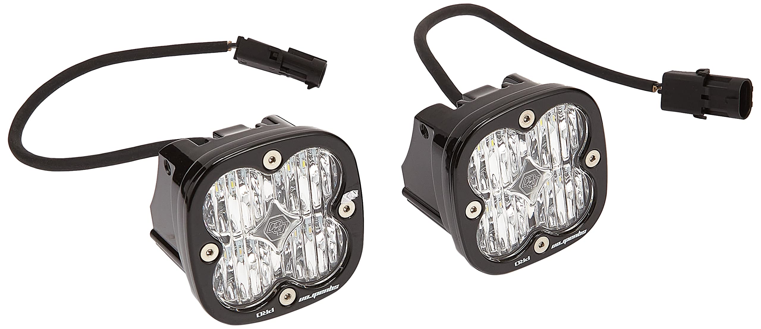 Baja Designs Squadron Pro Black LED Light Pod Pair - 2 PCS High-Power Off-Road LED Lights with Wiring Harness (Wide Cornering Beam, Clear Lens) - Perfect for Trucks, Jeeps & ATVs Night Driving & Off-Road Adventures
