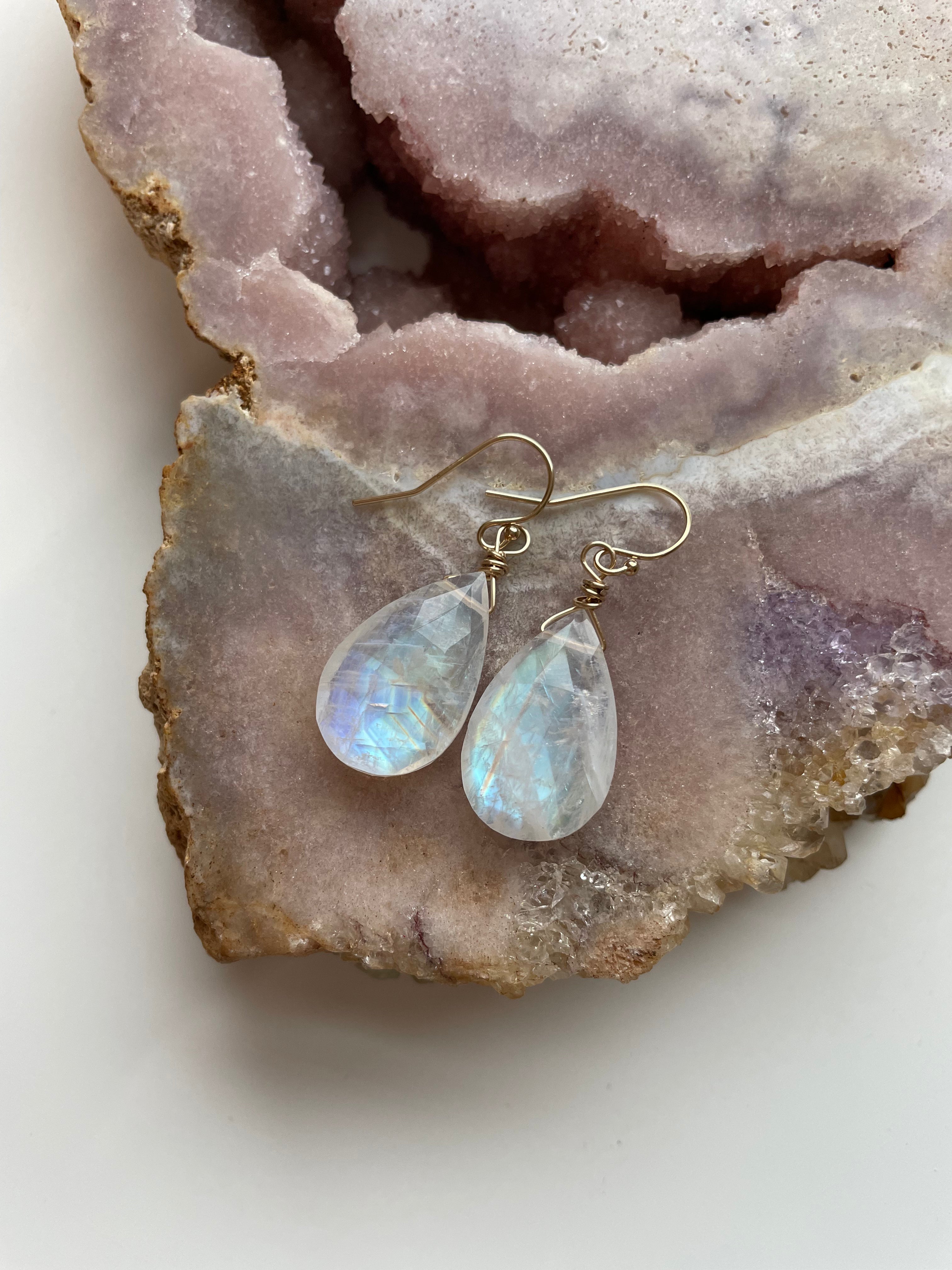 Moonstone Drop Earrings - 14K Gold June Birthstone Jewelry for Women | Elegant Gift for Birthday, Anniversary & Special Occasions