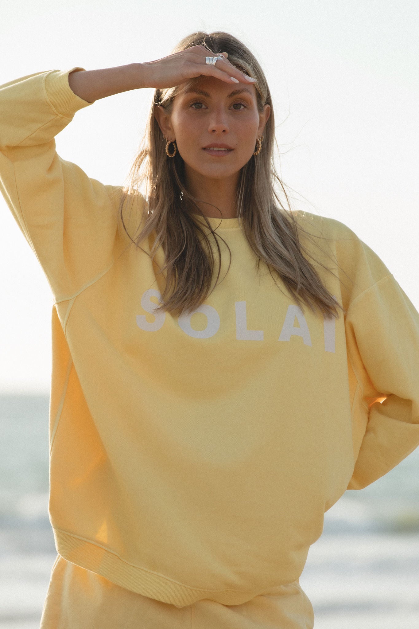 SOLAÍ Oversized Crew Neck Sweatshirt - Women's Casual Loose Fit Pullover for Comfort & Style | Perfect for Lounging, Travel & Everyday Wear
