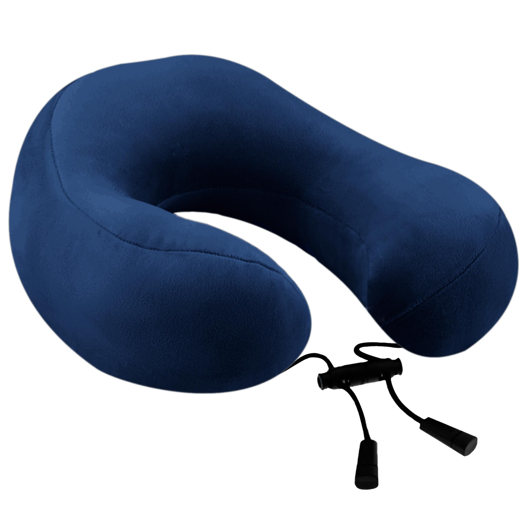 Billebon Super Soft Fiber Filled Travel Neck Pillow with Premium Eye Mask - Ergonomic Support for Airplane, Car & Office Use - 5 Year Warranty (Navy Blue)