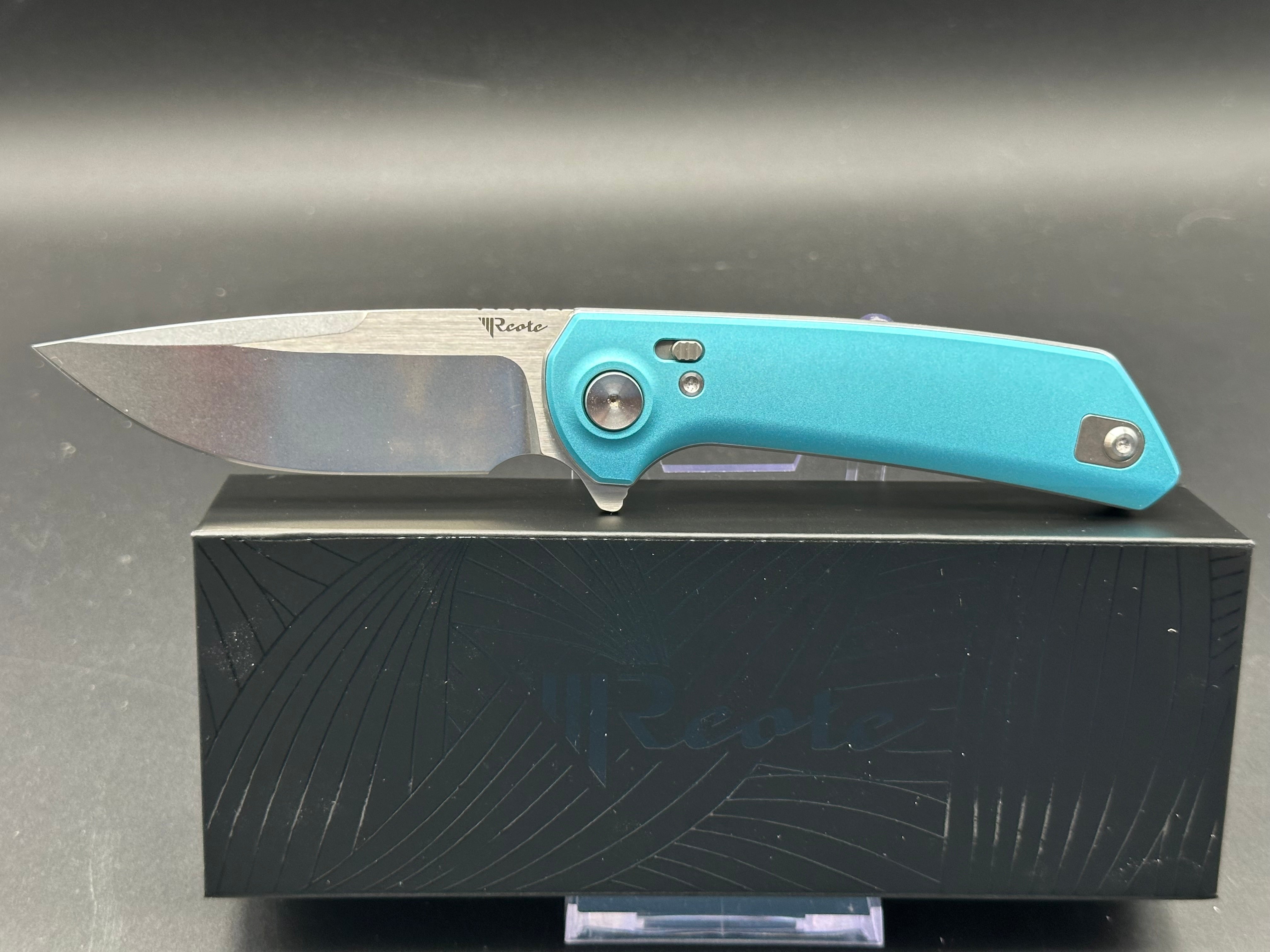 Reate PL XF Folding Knife - Blue Aluminum Handle with Nitro V Steel Blade - EDC, Outdoor, Camping & Survival Gear