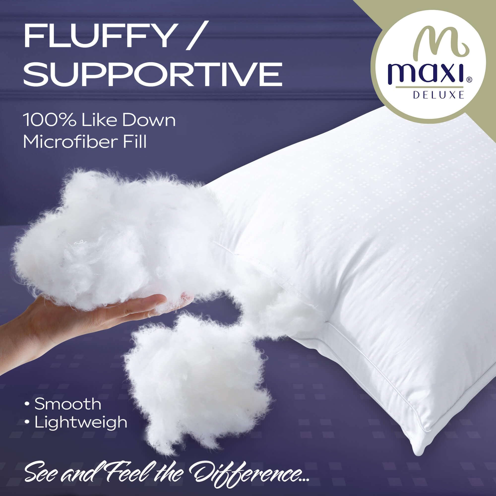 Hypoallergenic Down Alternative Pillow - Super Plush Microfiber Fill with Cotton Cover | Soft, Breathable & Allergy Safe | Standard Size 20x26x1.5 | Perfect for Side Sleepers, Back Pain Relief & Luxury Bedding