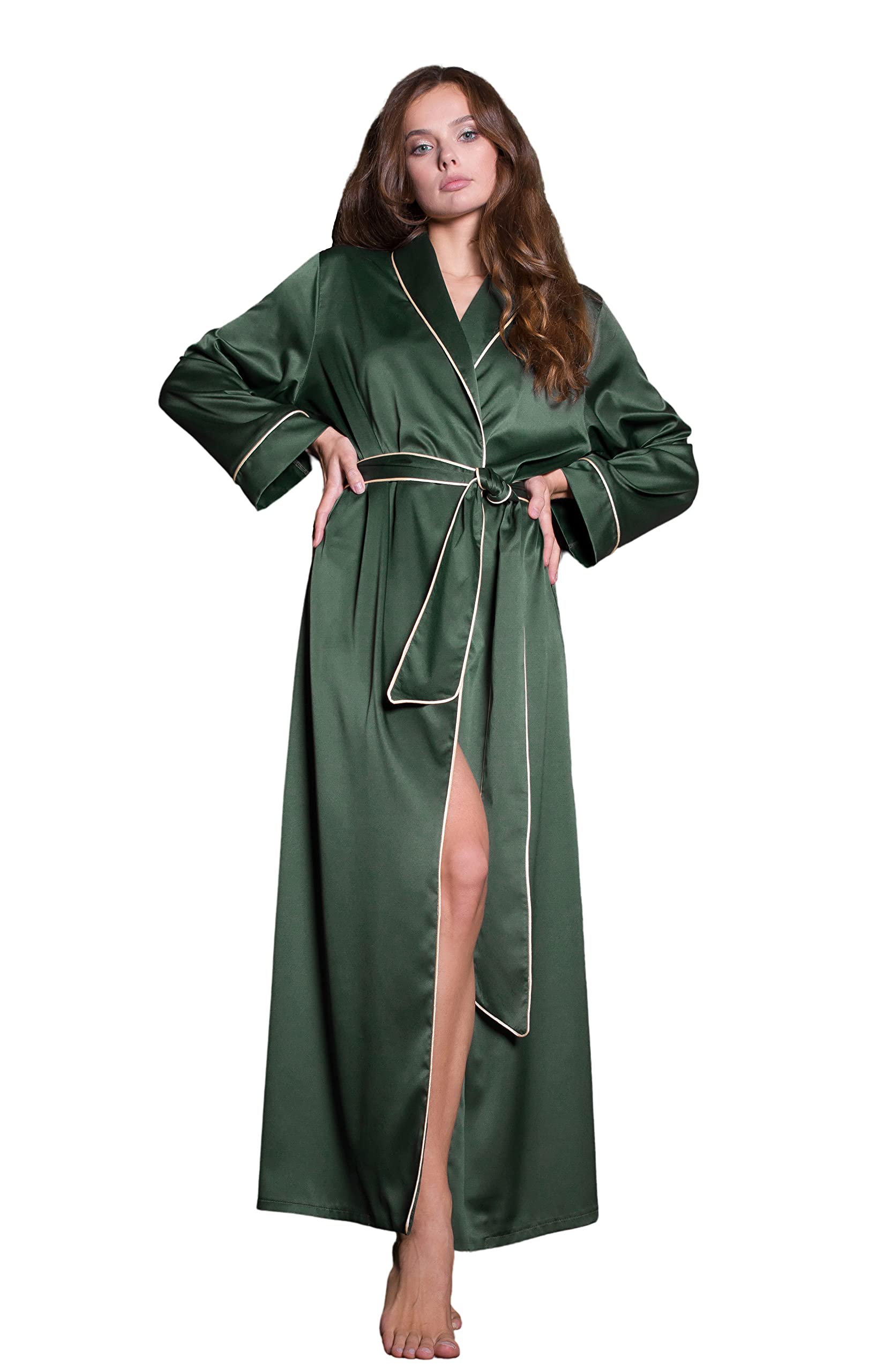 Luxury Long Silk Robes for Women - Plus Size Satin Robe Kimono Sleepwear Loungewear | Elegant Homewear & Bridal Party Dressing Gown for Spa, Vacation & Special Occasions