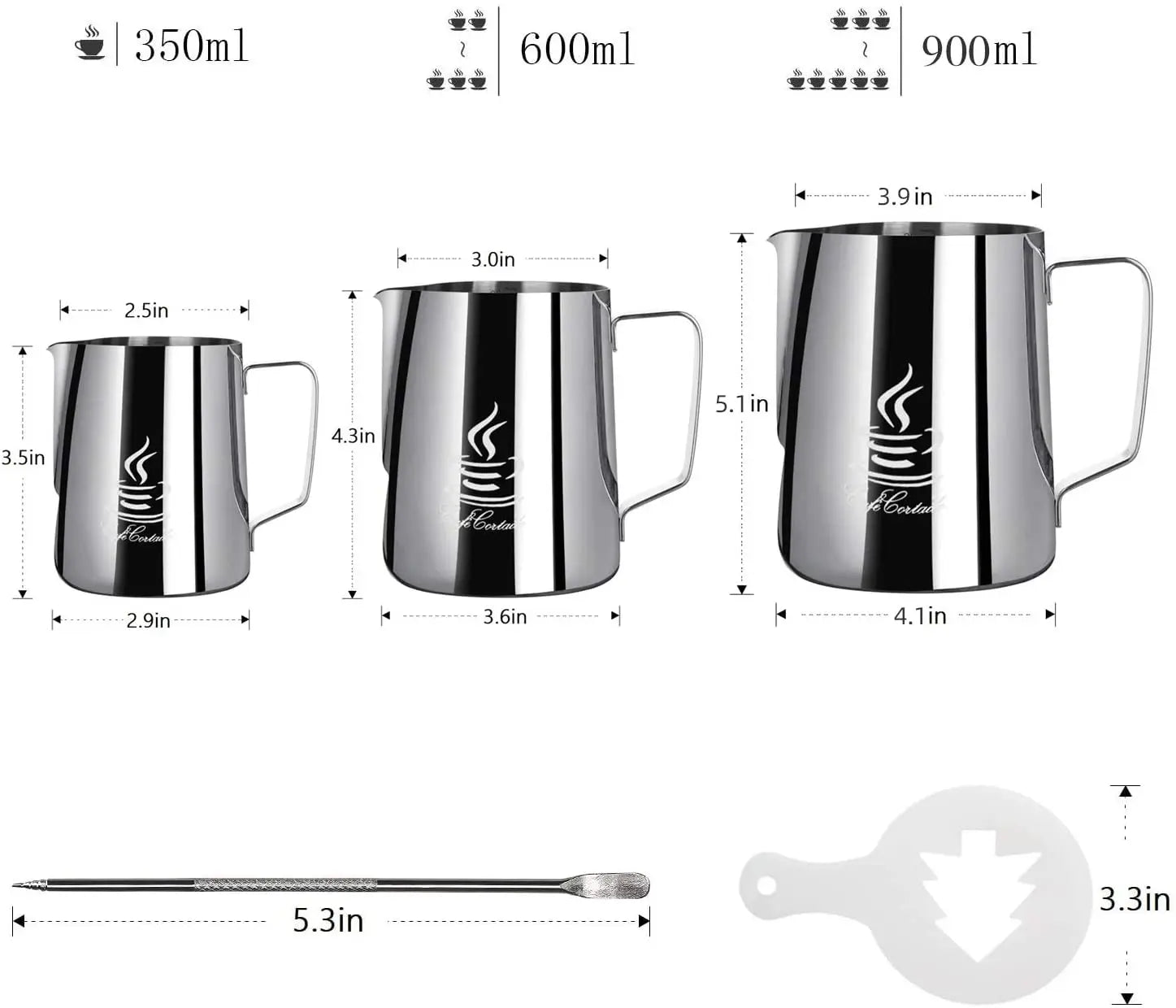 Premium Stainless Steel Milk Frothing Pitcher for Espresso & Latte Art - Barista-Grade 12oz/16oz with Measurement Markings - Perfect for Home Coffee Makers & Professional Cafes