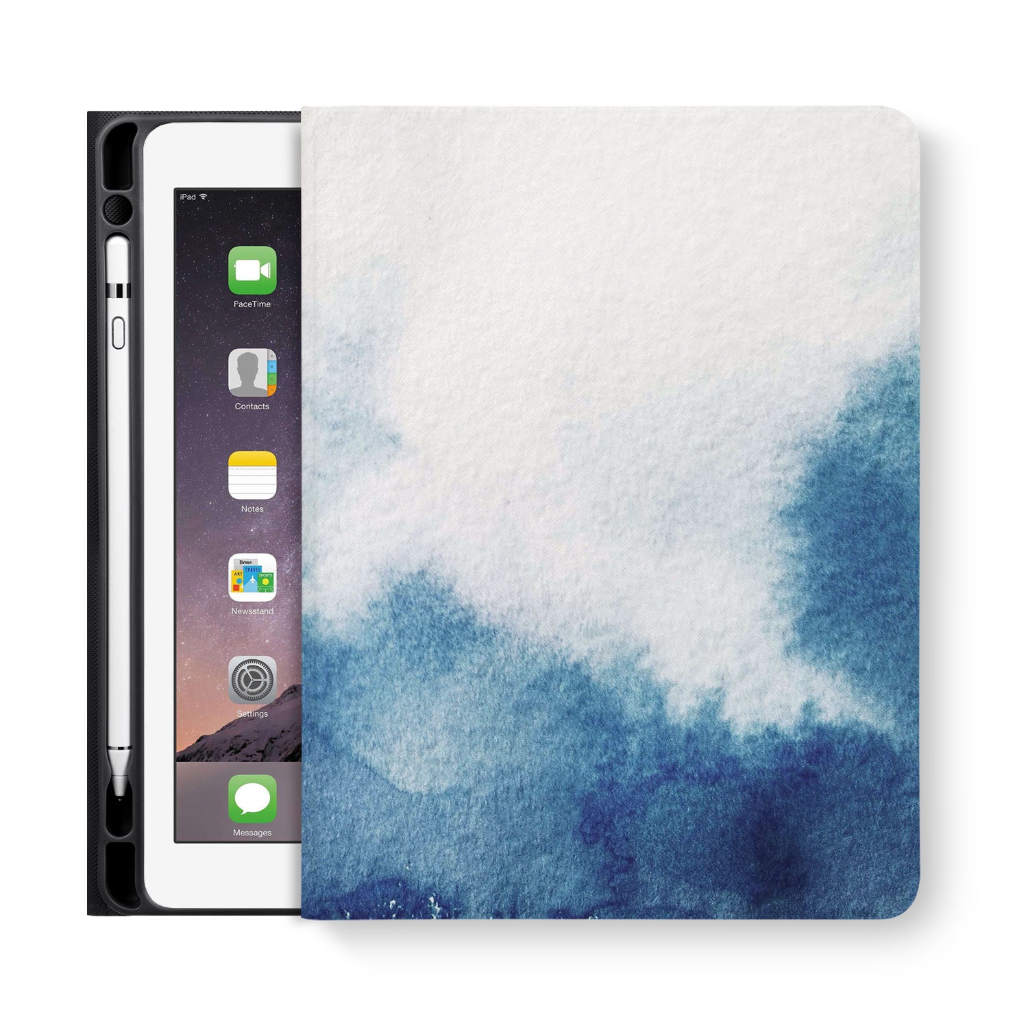 Premium iPad Folio Case with Abstract Ink Painting Design - Slim Protective Cover for iPad Air/Pro, Perfect for Work, Travel & Home Use