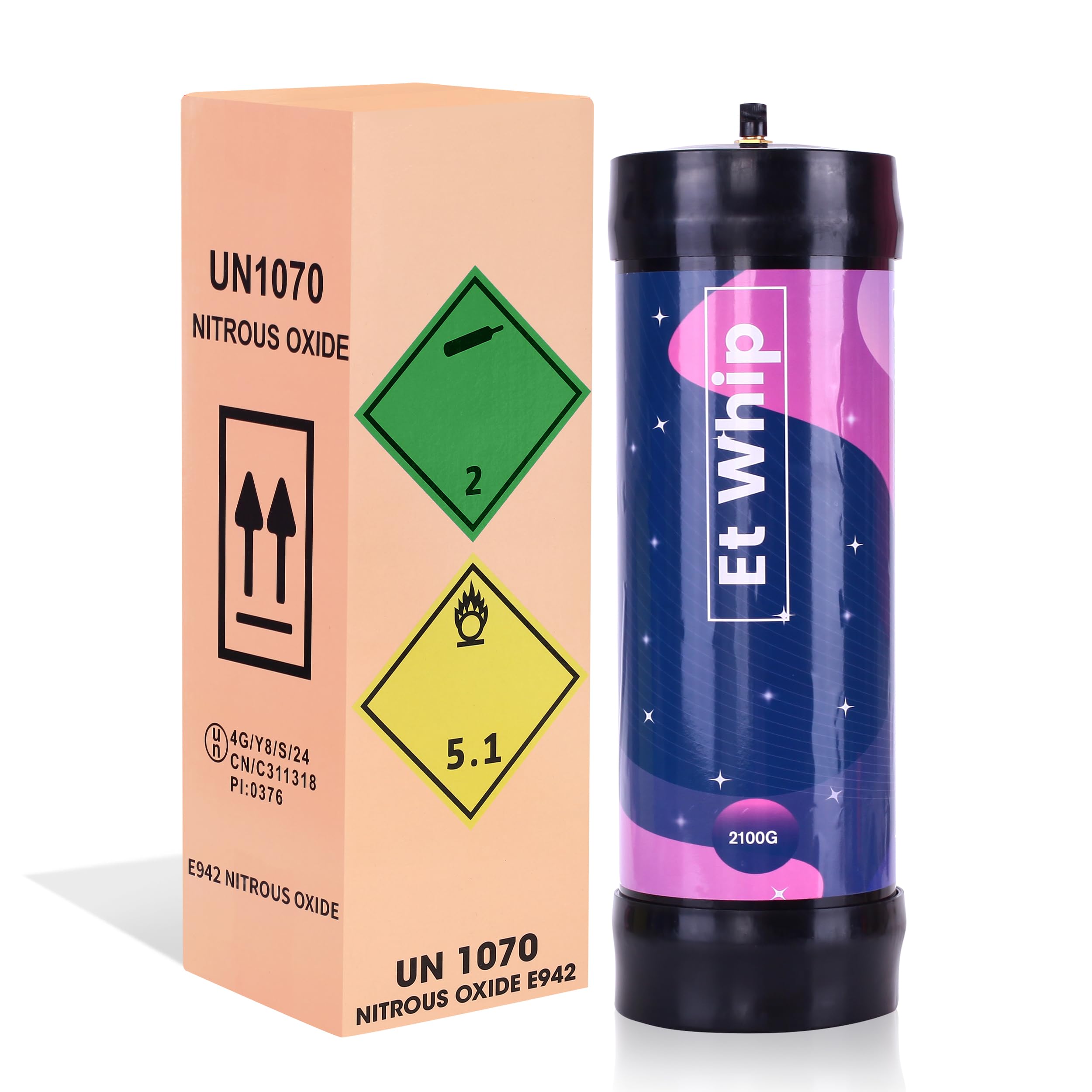 3.3L Nitrous Oxide Tank - 2100g Whipped Cream Charger (1 Count) for Professional Desserts & Coffee Shops | Perfect for Making Whipped Cream, Dessert Toppings & Barista Creations