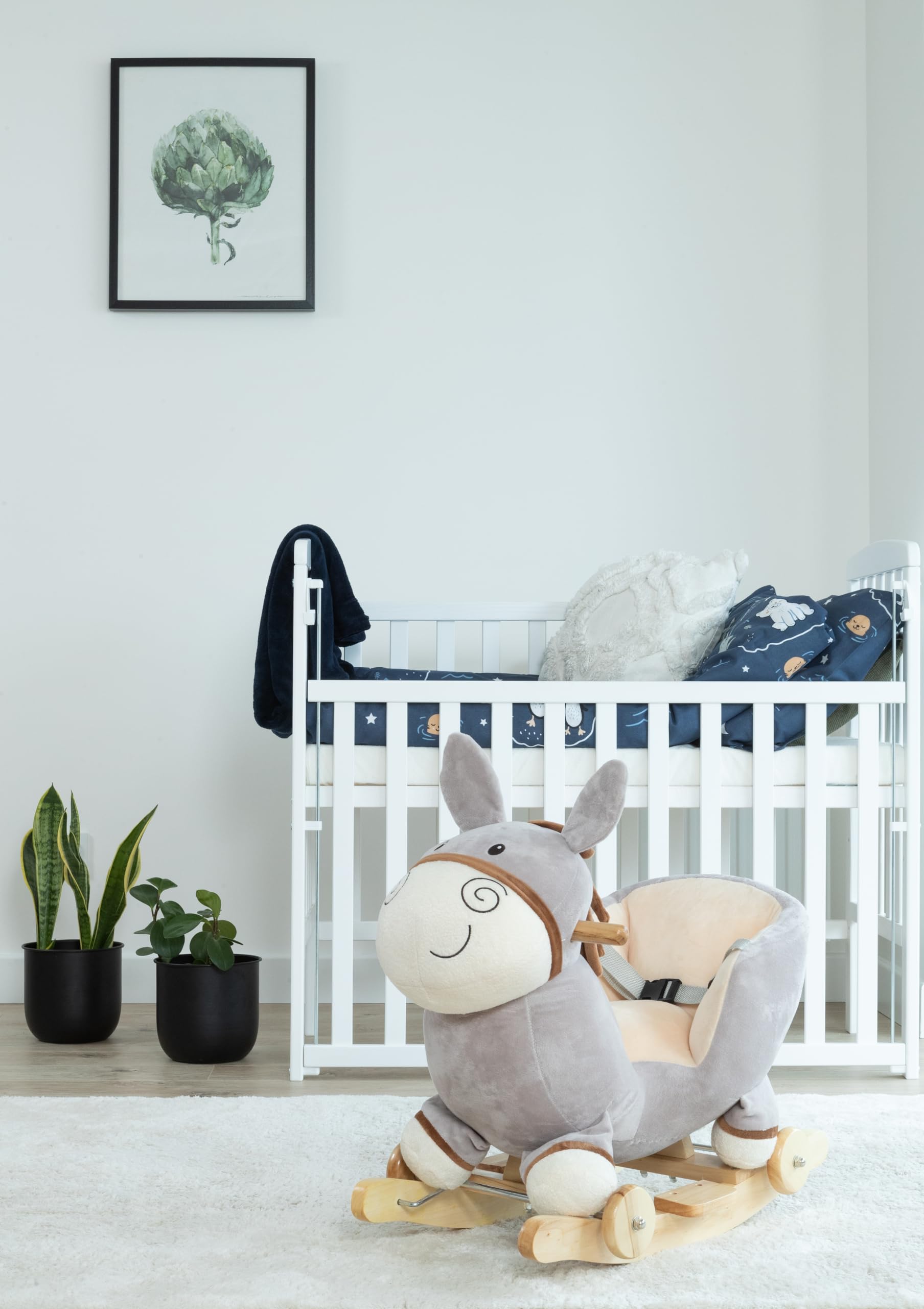 Best Baby Rocking Animal Toy - Soft Stuffed Donkey Rocking Horse for Kids Up to 25kg (1-3 Years), with Swing & Rolling Functions, Realistic Animal Sounds - Perfect for Nursery, Playroom & Toddler Gift