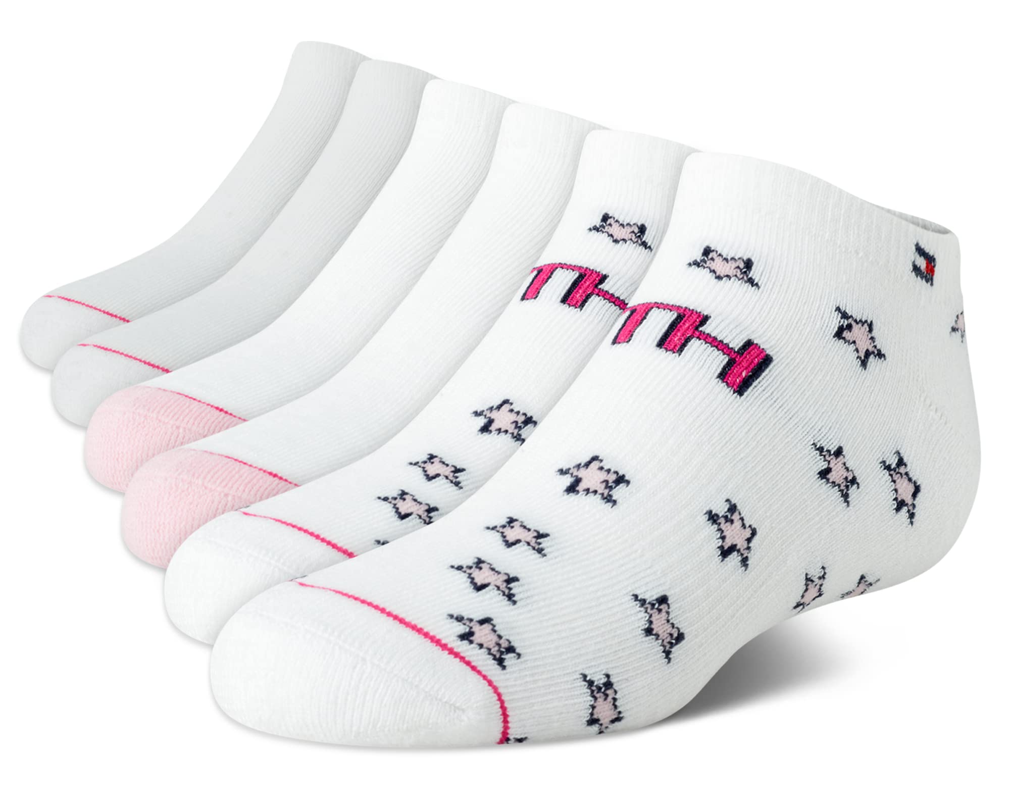 Tommy Hilfiger Girls' No Show Athletic Socks 6-Pack - Breathable Comfort for School, Sports & Everyday Wear