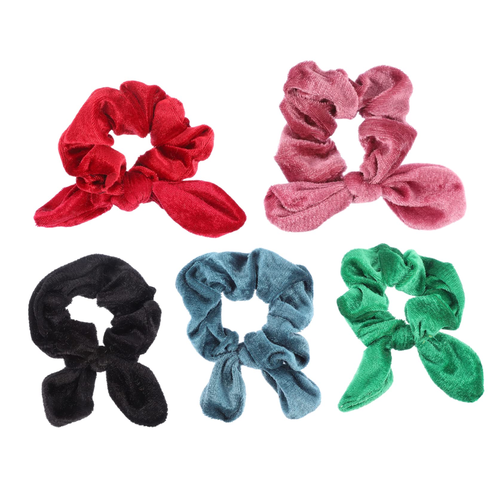 Lurrose 5-Pack Large Intestine Hair Bands - Elegant Chiffon Scrunchies with Bow for Women & Girls | Hair Accessories for Party, Wedding, Daily Use & Fashion Styling