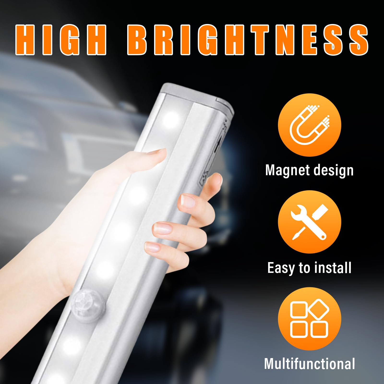 Ziciner 2PCS Motion Activated RV Step Lights - 10 LED Rechargeable Magnetic Sensor Light Bars for Motorhomes, Trailers & Campers | High Brightness LED Strip for Night Safety & Convenience | Perfect for Outdoor Camping, Road Trips & RV Living