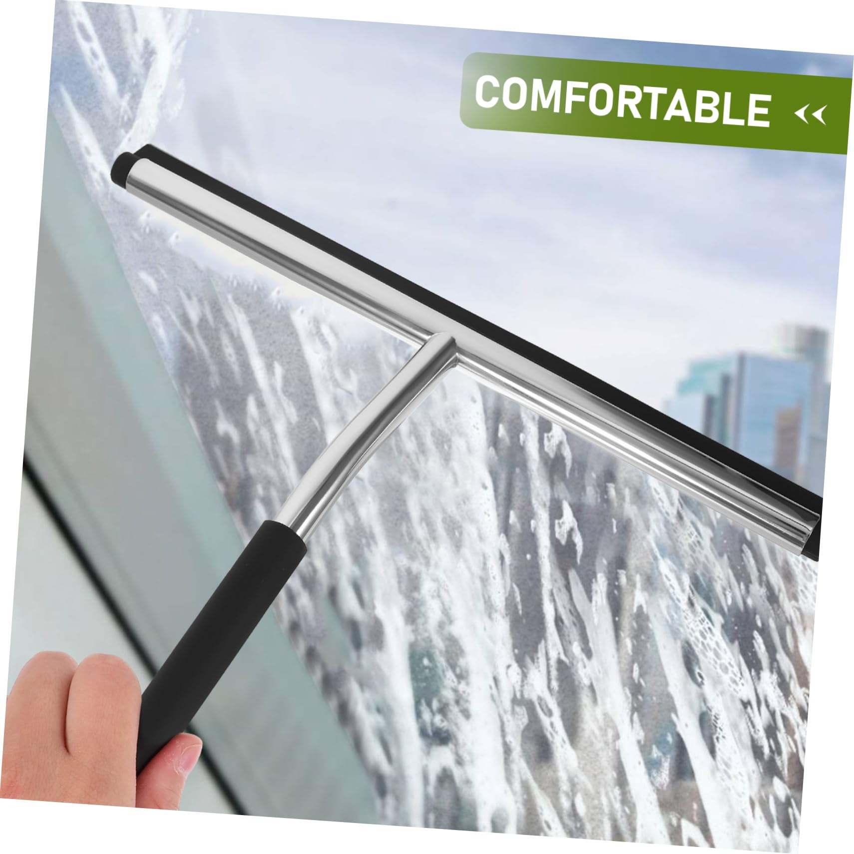 Baluue 1-Piece Glass Wiper Squeegee - Car Windshield, Tile Wall & Shower Cleaner - Water Removal Tool for Windows, Mirrors & Glass Surfaces - Perfect for Home, Office and Auto Cleaning
