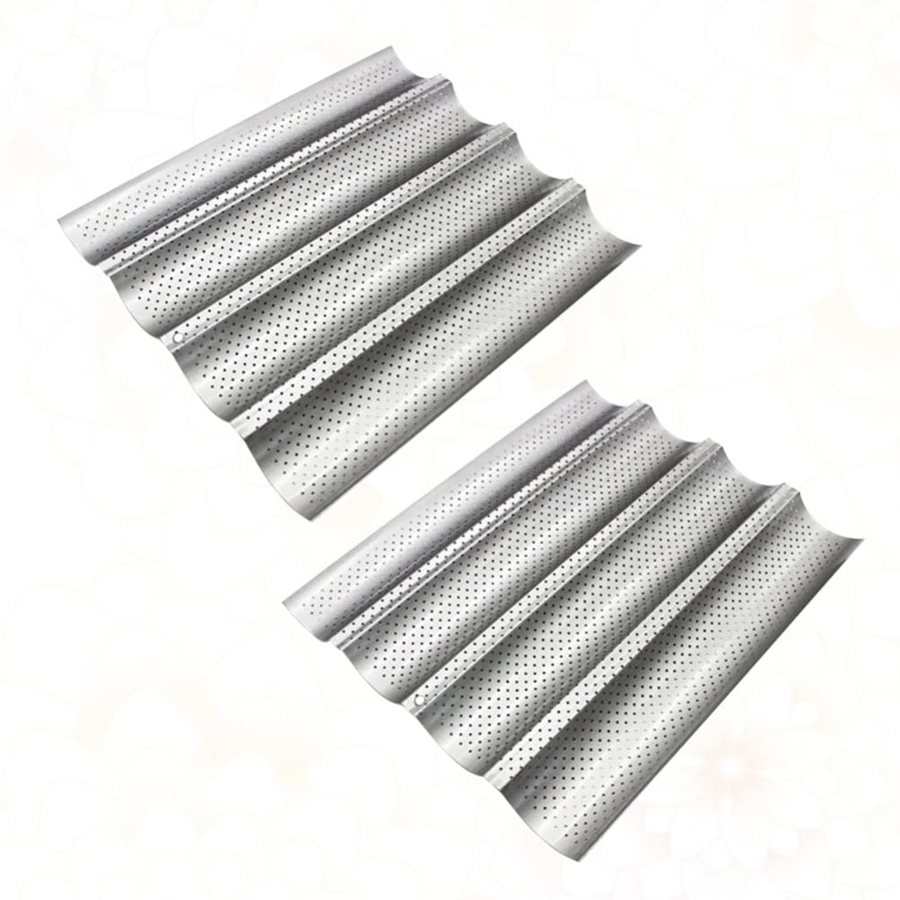 Luxshiny 2-Piece Stainless Steel Griddle Pan Set - French Bread Pan, Italian Loaf Mold & Oven Toaster Pan for Baking Breadsticks, Rolls & Bakery Supplies | Perfect for Home Baking, Restaurant Use & Commercial Bakeries