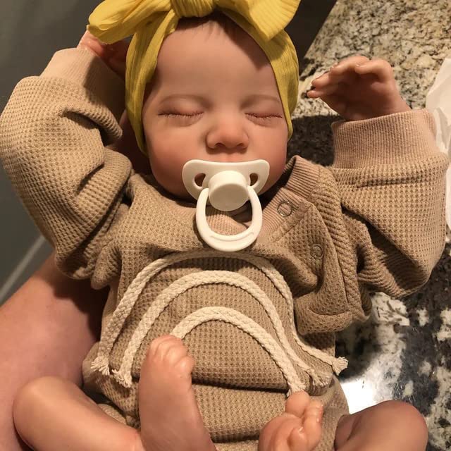 18 Inch Realistic Lifelike Reborn Baby Doll - Handmade Weighted Silicone Vinyl Sleeping Girl Doll with Closed Eyes | Perfect for Newborn Photography, Nursery Decor, and Therapeutic Play