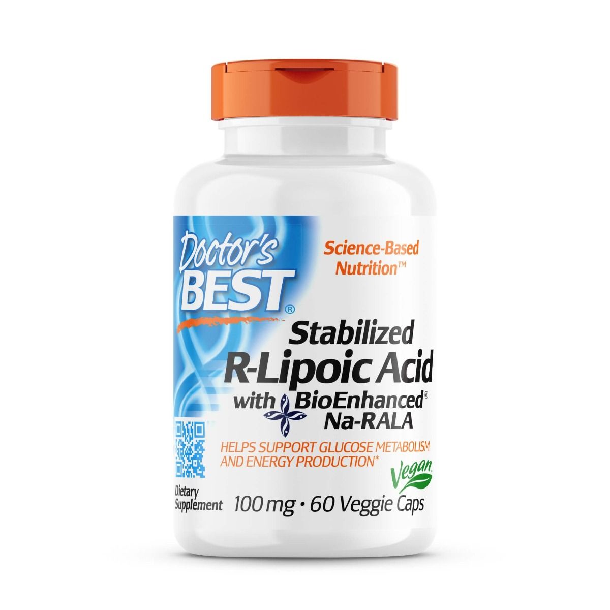Doctor's Best Stabilized R-Lipoic Acid 100mg with BioEnhanced Na-RALA - 60 Vegan Capsules for Antioxidant Support & Blood Sugar Balance - Perfect for Daily Wellness & Anti-Aging Supplement Routine