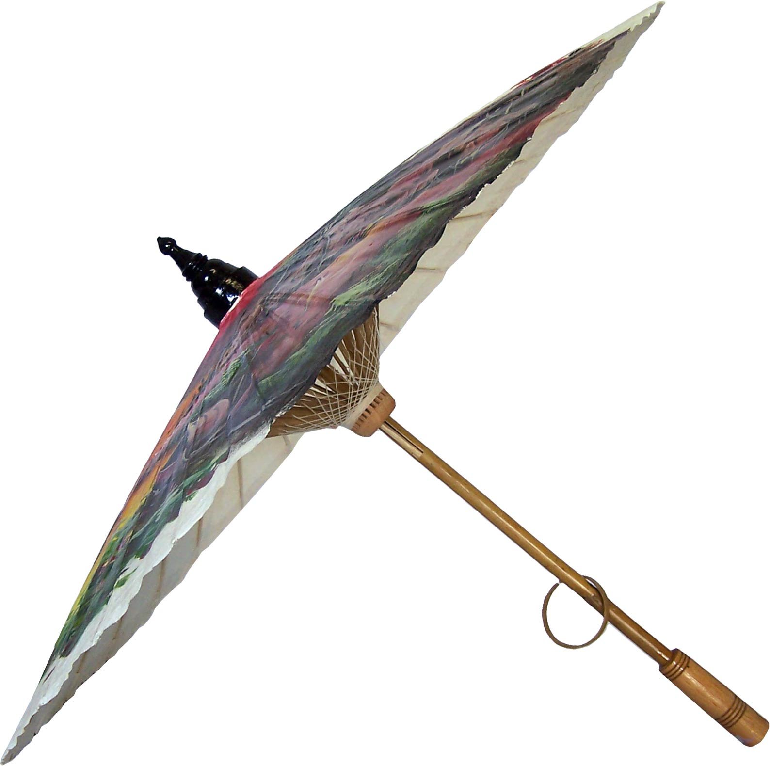 Hand Painted Nature Umbrella - Asian Inspired Floral Design, Waterproof Windproof Compact Folding Umbrella for Women & Men - Perfect for Rainy Days, Outdoor Travel & Fashion Accessory