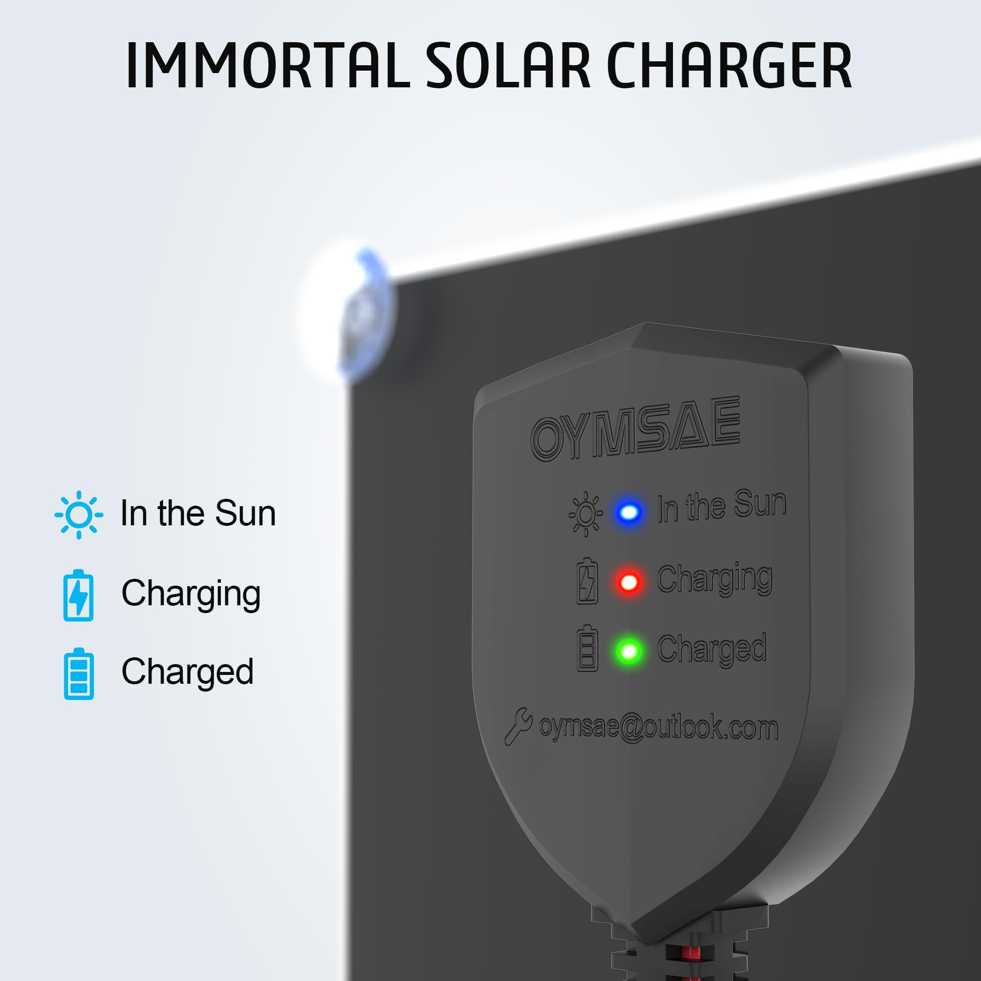 OYMSAE 10W 12V Solar Panel Car Battery Charger - Portable Waterproof Solar Power Trickle Charger & Maintainer for Car, Boat, RV, Automotive - with Cigarette Lighter Plug & Alligator Clips - Perfect for Outdoor Camping, Road Trips & Emergency Power Backup