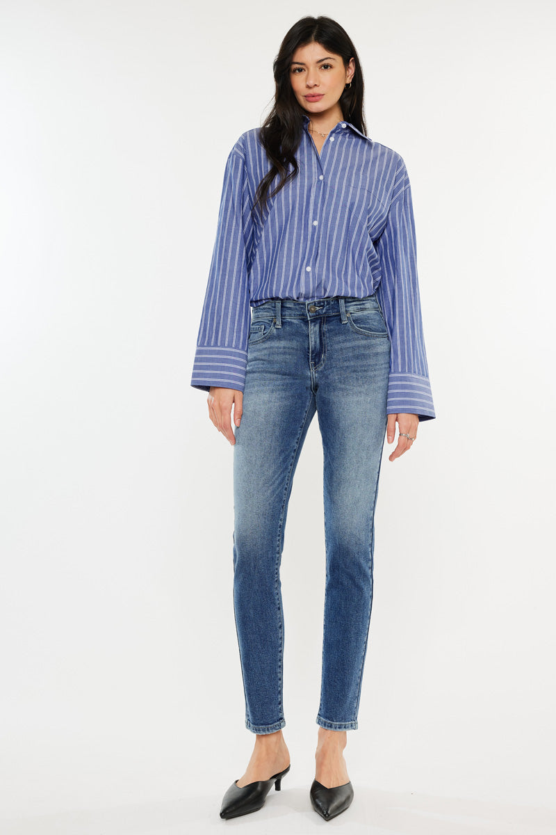 Myra Mid Rise Cigarette Leg Jeans for Women - Slim Fit Stretch Denim Pants - Comfortable & Stylish for Casual Wear, Office & Night Out
