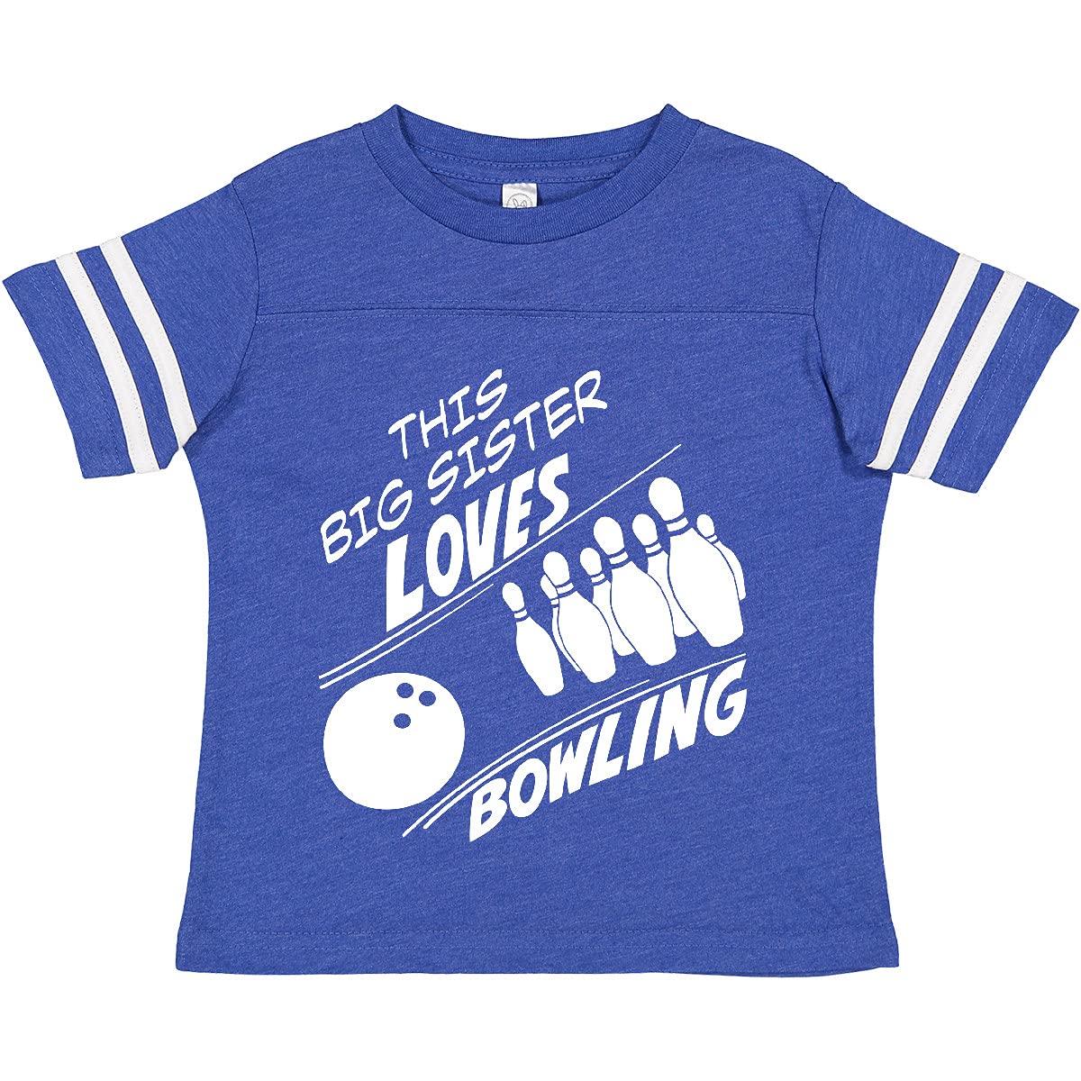 Inktastic Big Sister Loves Bowling Toddler T-Shirt - Cute Bowling-Themed Sibling Outfit for Toddler Girls & Boys - Perfect for Bowling Parties, Family Events & Sibling Matching Outfits