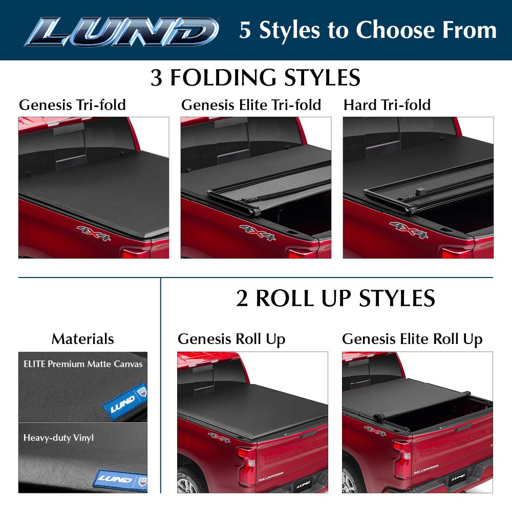 Lund Genesis Elite Tri-Fold Soft Folding Truck Bed Tonneau Cover | Fits 2017-2023 Ford F-250 F-350 Super Duty 6'10