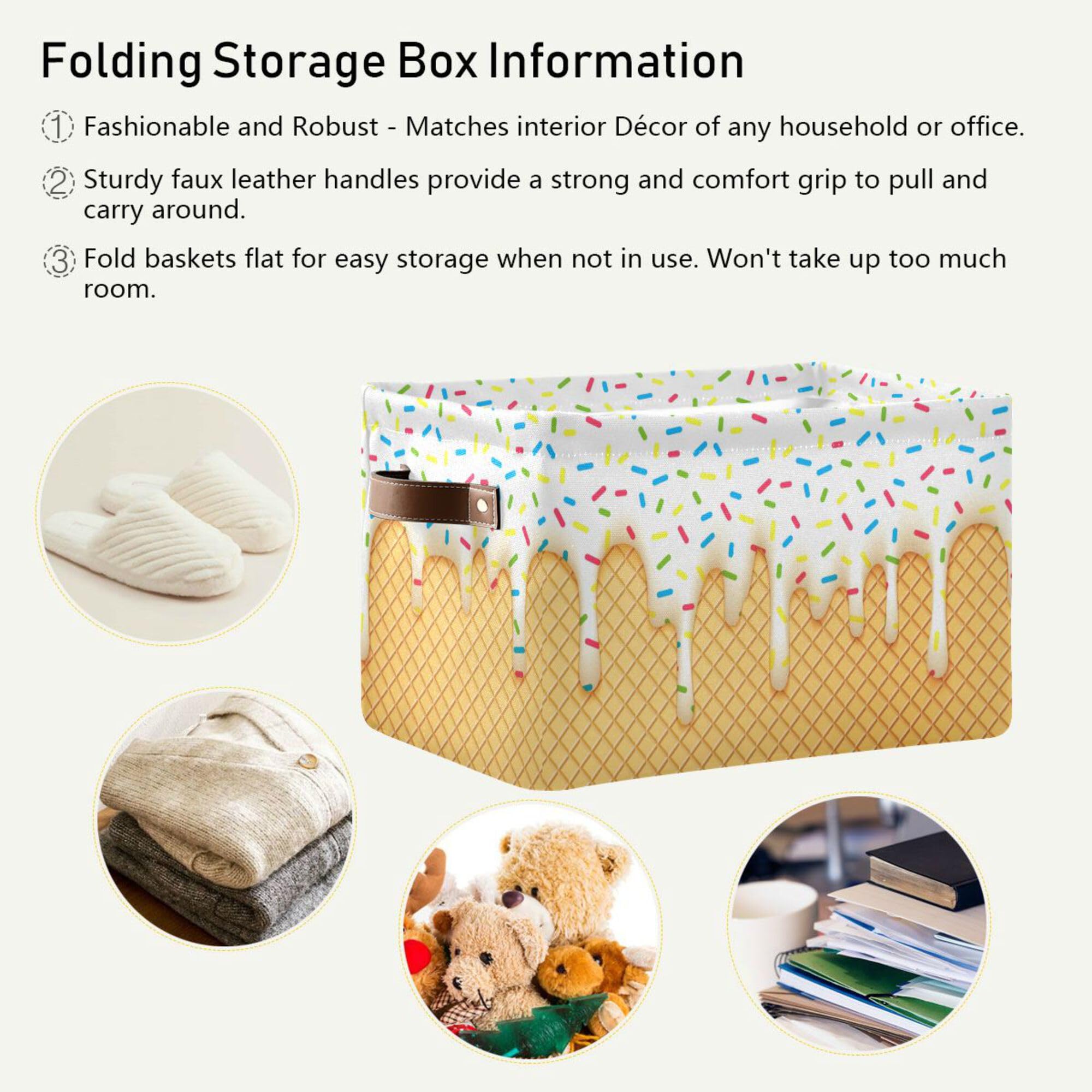 Xigua Rectangular Canvas Storage Bin with Handles - Versatile Home & Office Organizer for Books, Toys, Laundry & Nursery | Perfect Gift Basket for Closet Organization & Kids Room Storage