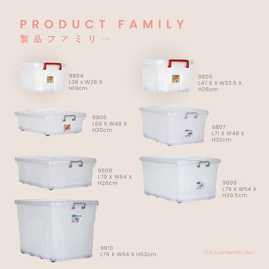 CUTEDY Storage Box with Wheels - Medium Size (9805) - Perfect for Home Organization, Office Supplies, and Moving Boxes