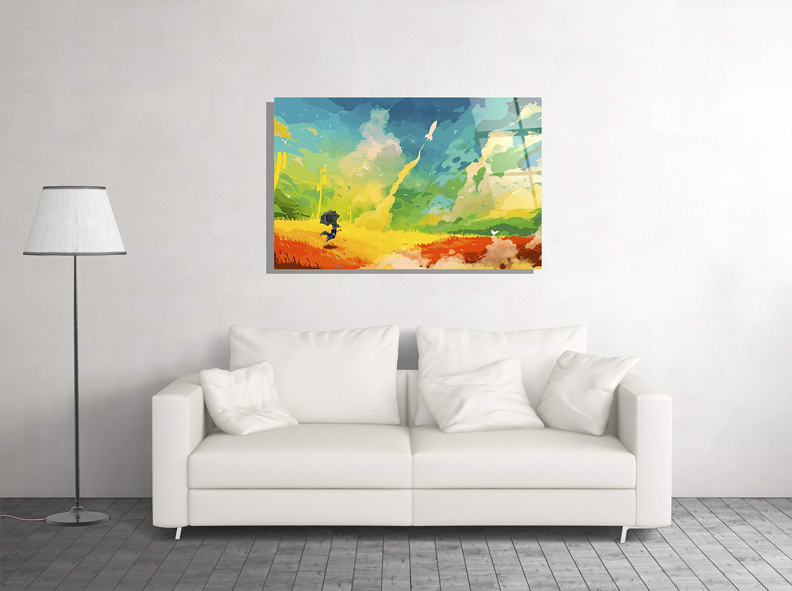 Summer Watercolor Painting Print on Tempered Glass - Elegant Wall Art Decor for Home & Office - Perfect Gift for Housewarming, Wedding & Birthday
