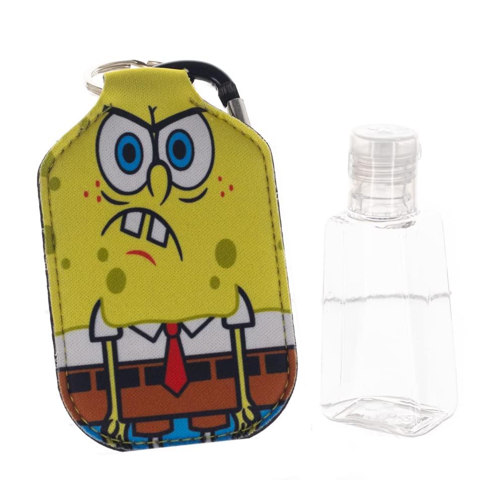 SpongeBob Keychain with Hand Sanitizer Holder - Cute Cartoon Character Keyring for Backpacks, Purses & Travel Accessories - Perfect for Kids, Fans & Daily Hygiene On-The-Go
