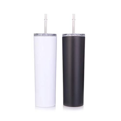 25PCS 20oz Stainless Steel Skinny Tumbler - Double Wall Vacuum Insulated Travel Cup with Sealed Lid for Laser Engraving (US Stock) - Perfect for Custom Gifts, Promotional Events & Outdoor Activities