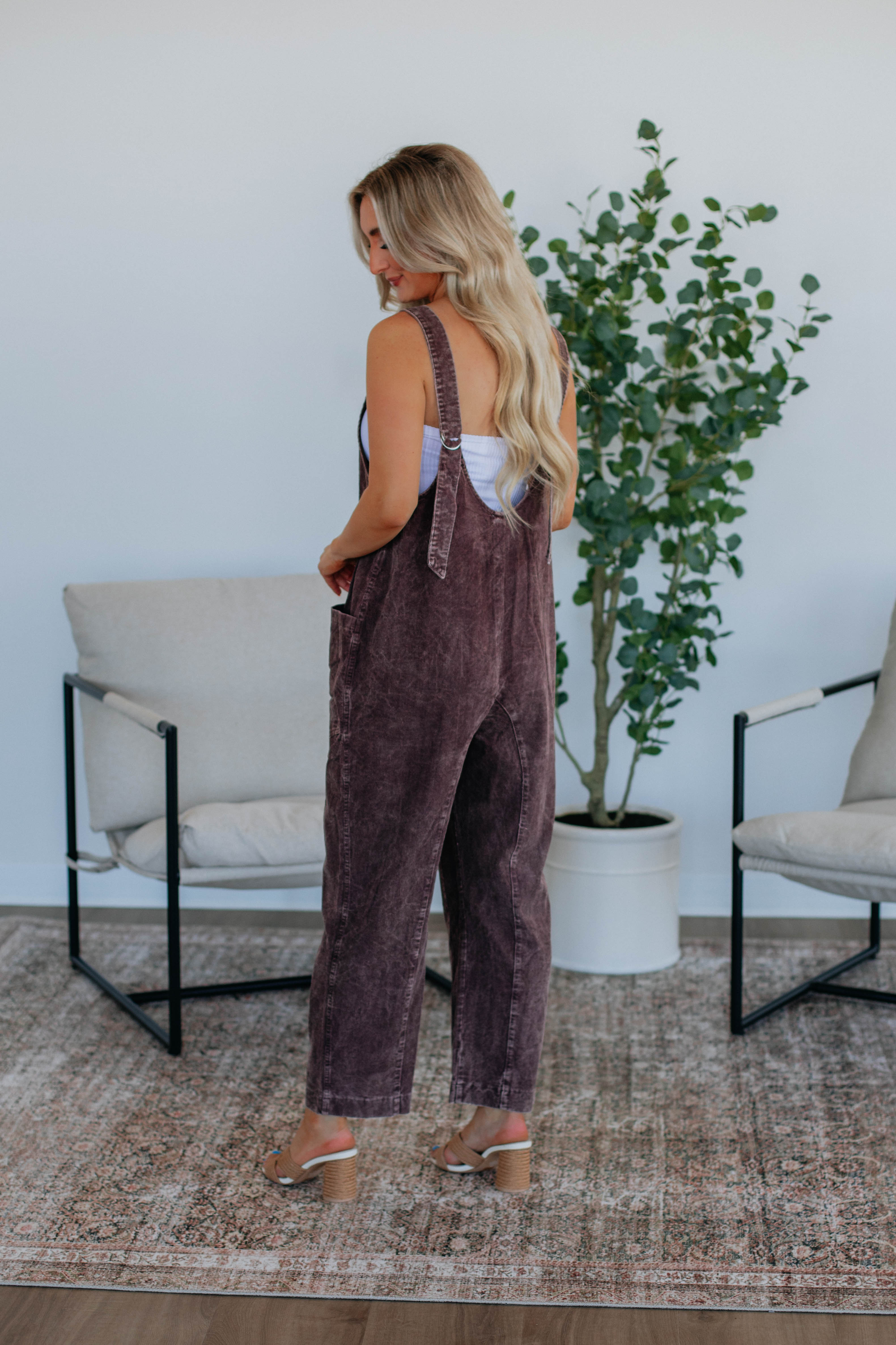 Coleman Corduroy Overalls for Women - Comfortable Stretch Denim Overalls with Adjustable Straps - Perfect for Casual Wear, Work & Outdoor Activities (Plum)