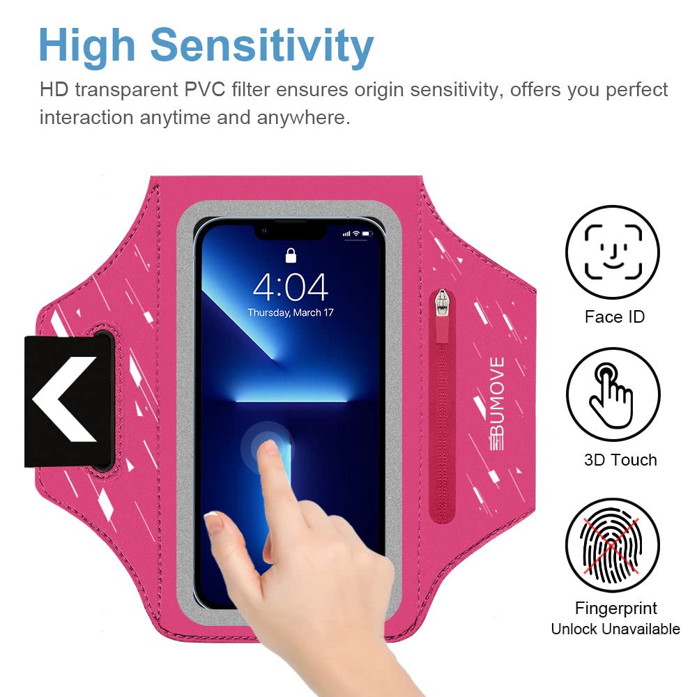 Premium Adjustable Armband with Secure Headset Holder for iPhone 16/15/14/13/12/11 Pro Max & Plus/Xs Max - Sweatproof Running Gym Workout Armband Case (Pink) - Ideal for Jogging, Fitness Training & Outdoor Activities