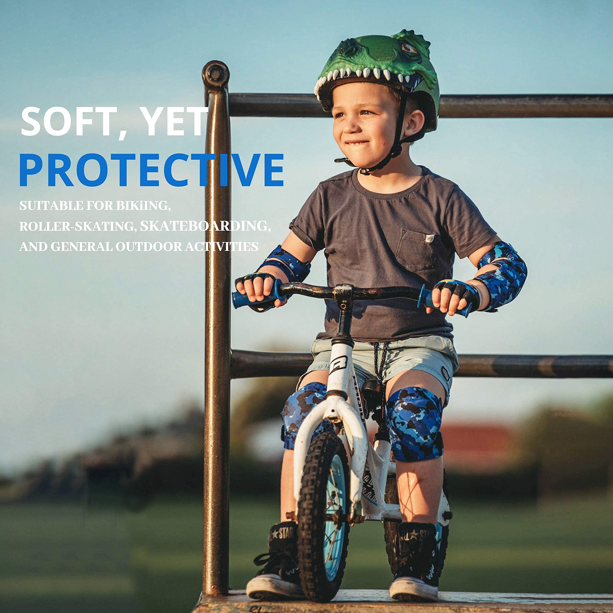 Kids Protective Gear Set - Knee Pads, Elbow Pads, Bike Gloves & Wrist Guards for Boys & Girls | Perfect for Roller Skating, Balance Bike, Skateboard & Outdoor Sports Safety