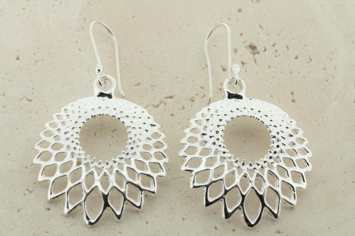 Feathered Drop Earrings for Women - Boho Chic Circle Feather Dangle Earrings for Party, Wedding & Everyday Wear