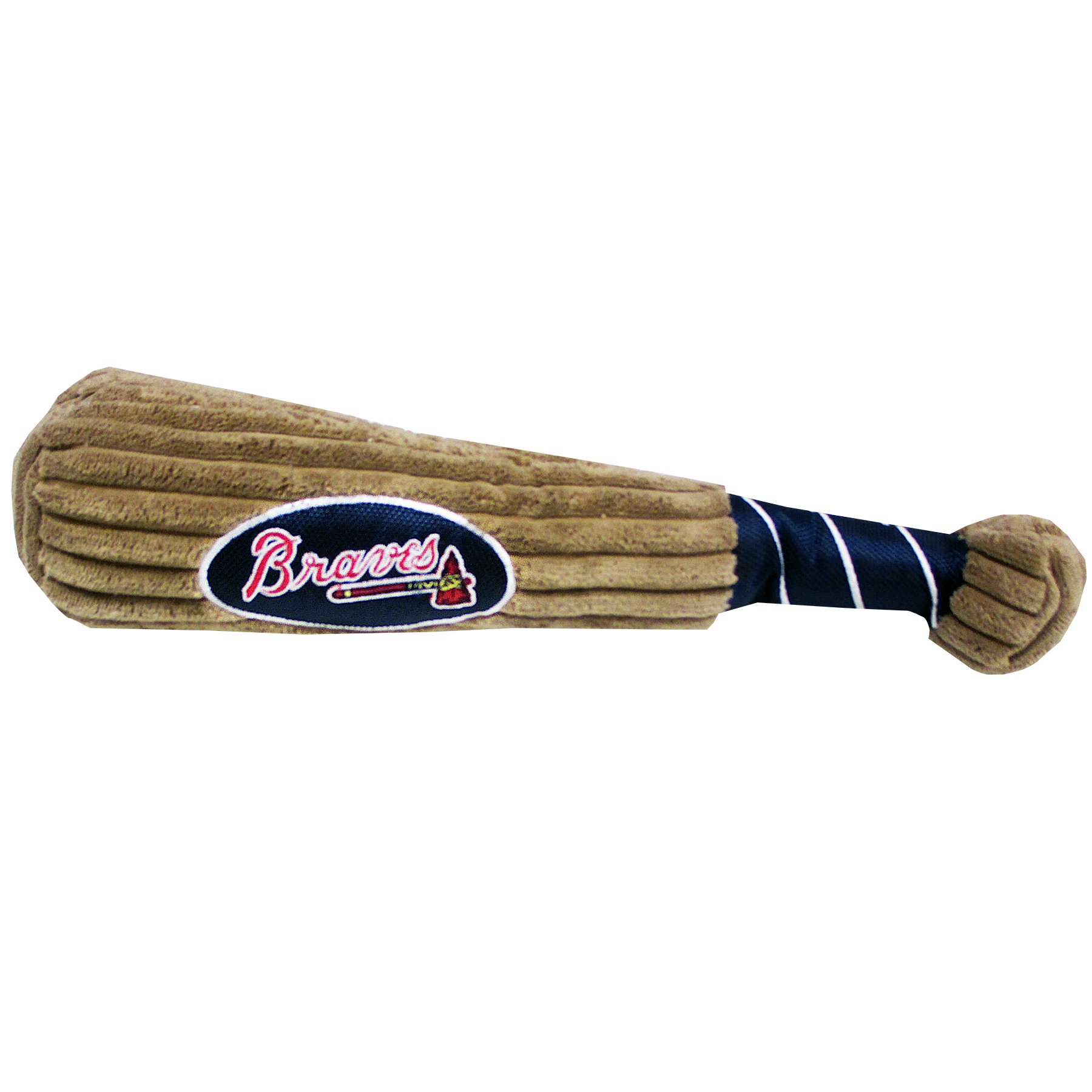 MLB Atlanta Braves Baseball Bat Plush Dog Toy for Small & Large Dogs - Soft Corduroy Pet Chew Toy with Squeaker Inside - Durable Interactive Puppy Toy with Team Logo - Perfect for Fetch, Training & Playtime
