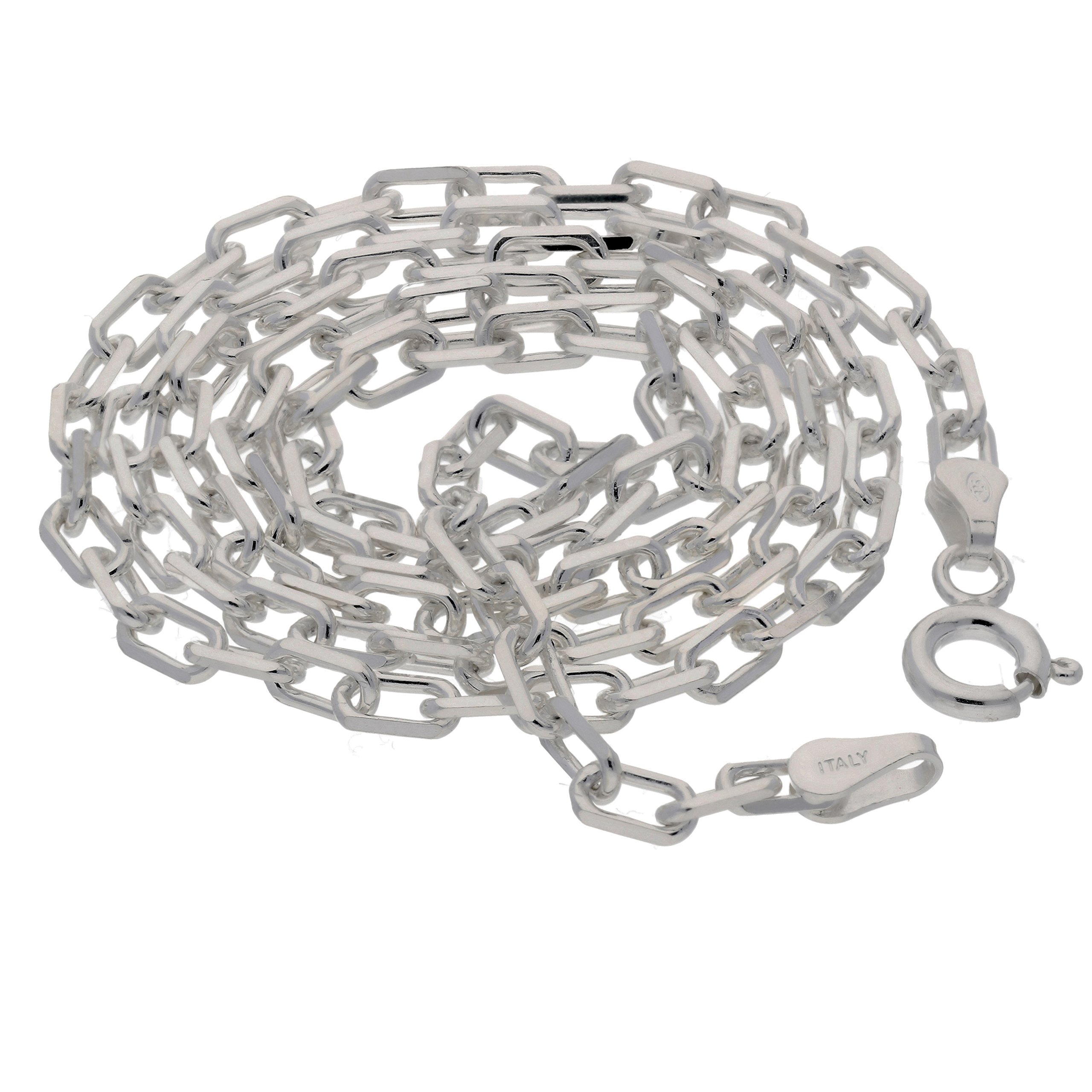 3mm Sterling Silver Anchor Open Box Link Chain Necklace 16