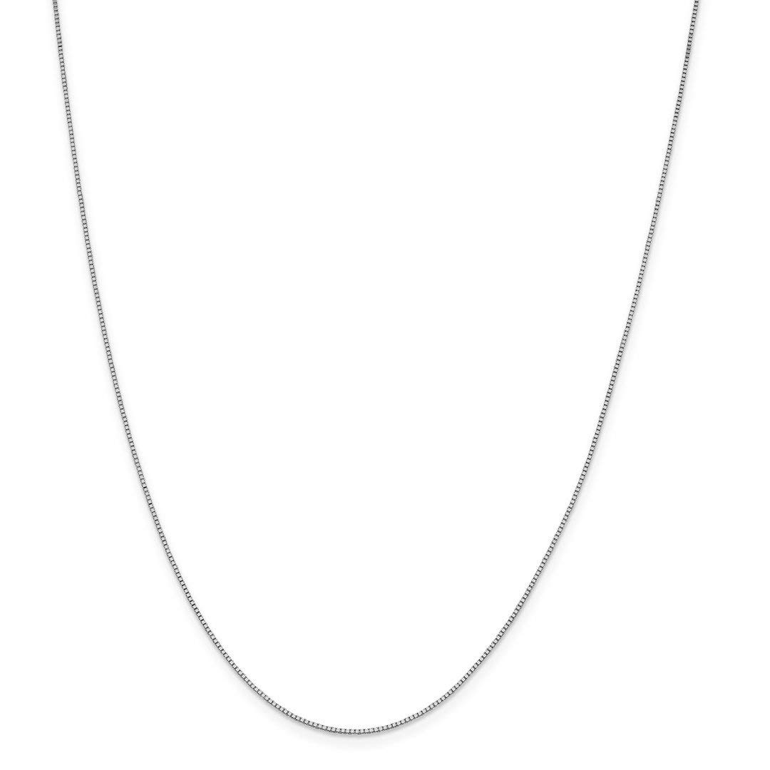 18K White Gold 0.80mm Box Chain Necklace 20 Inch - Elegant Pendant Charm Jewelry for Women, Gift Set | Perfect for Daily Wear, Special Occasions & Anniversary Gifts