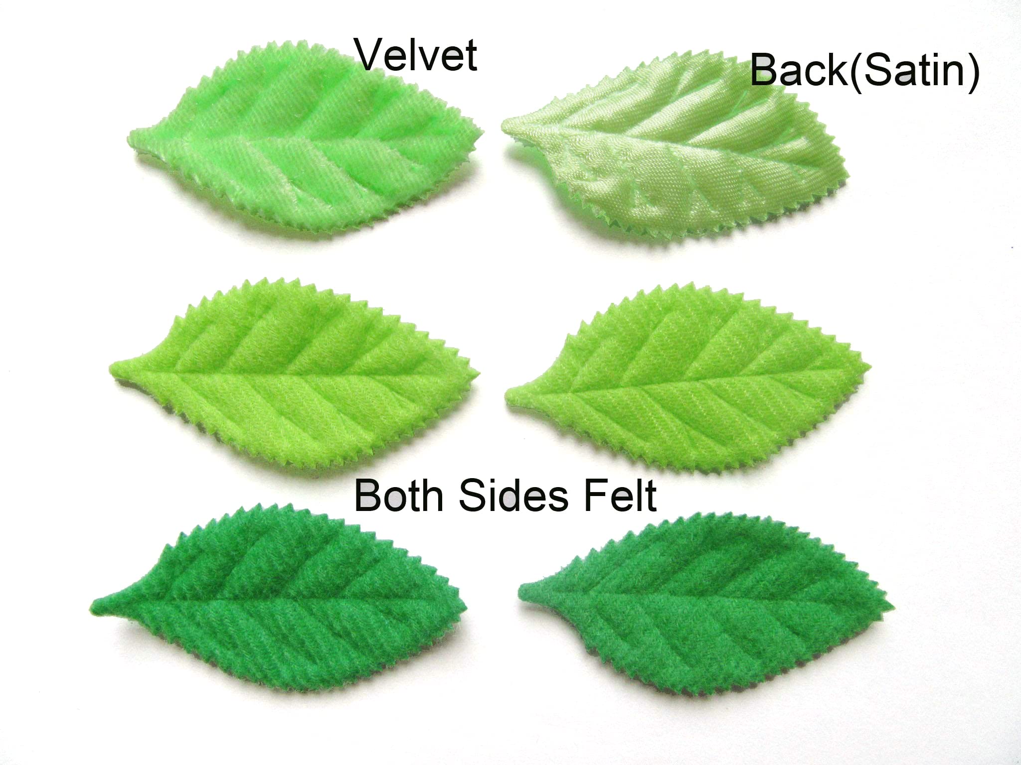 YYCRAFT 90-Piece Green Felt Velvet Leaf Appliques for DIY Crafts - 2-Sided Padded Leaves for Sewing, Scrapbooking & Home Decor