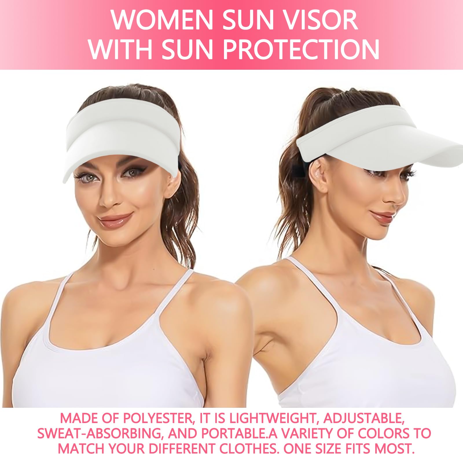 UPF 50+ Sun Protection Visor Hats for Women & Men - Adjustable Wide Brim Sports Cap for Golf, Running, Hiking & Outdoor Activities