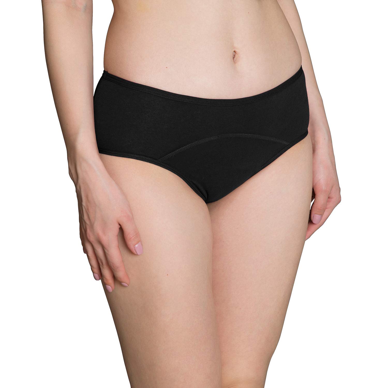 INNERSY Women's Period Underwear - Mid Low Waisted Cotton Postpartum Maternity Panties 3 Pack (Medium, Black) | Comfortable Leak-Proof Menstrual Underwear for Women, Postpartum Recovery & Everyday Wear