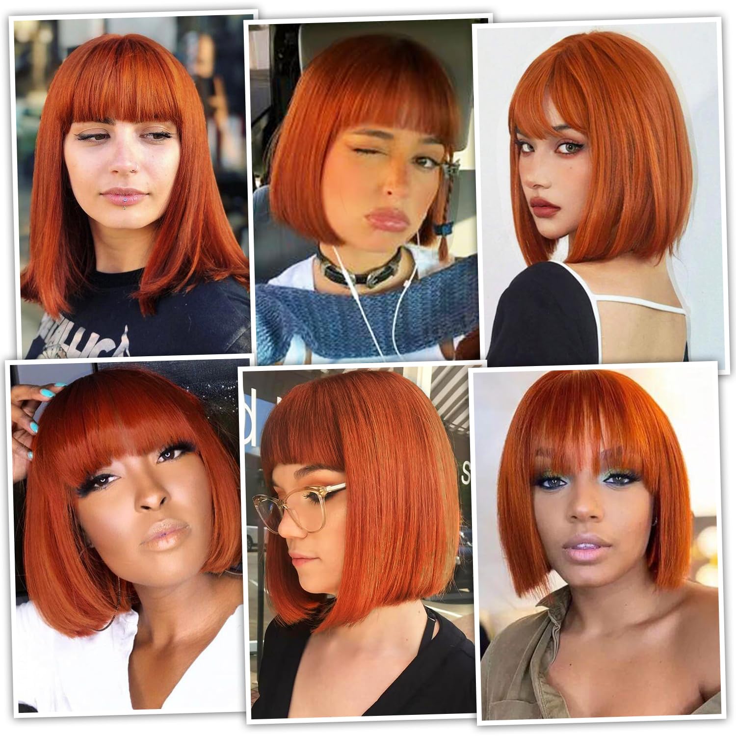 Straight Bob Wig with Bangs 100% Human Hair for Women - Natural Look & Comfortable Wear for Daily Use, Parties & Cosplay