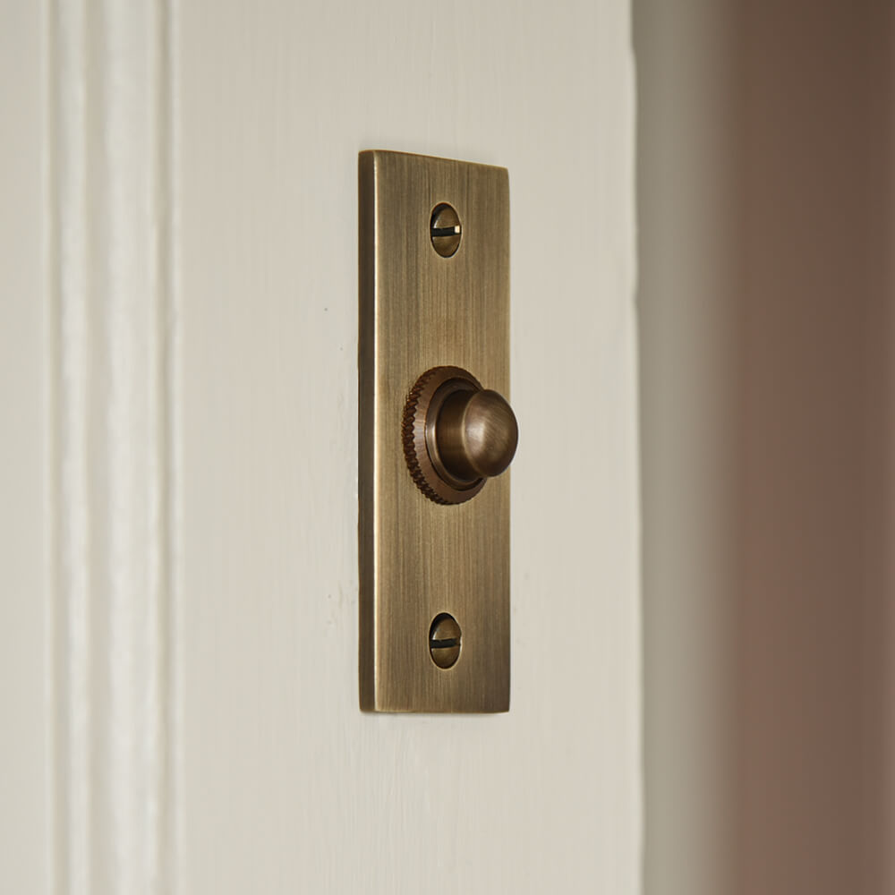 Vintage Antique Brass Rectangular Doorbell Push Button - Classic Elegance for Home & Office Entryways | Perfect for Victorian, Farmhouse & Traditional Style Decor