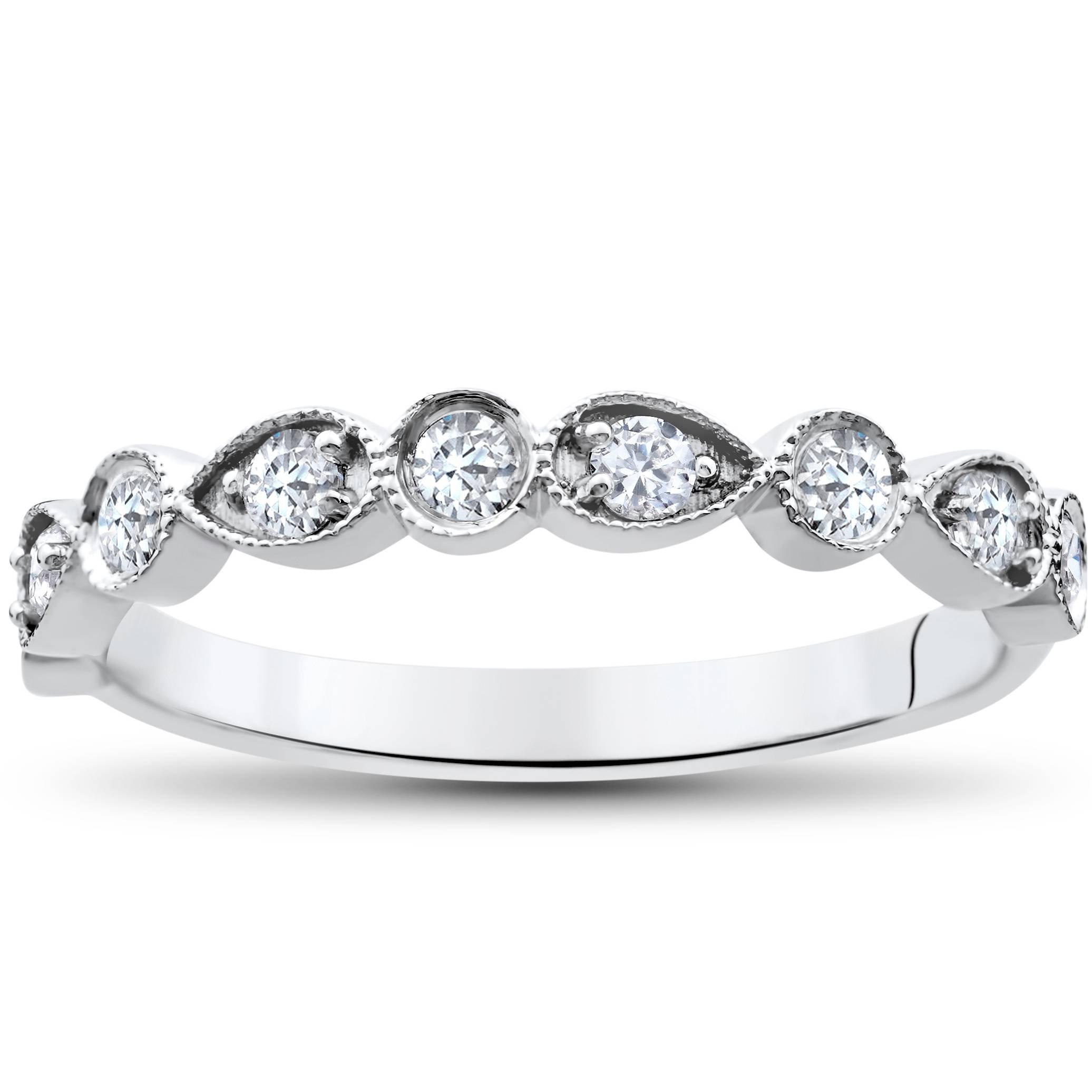 1/4 Carat Diamond Wedding Ring for Women - Stackable 10k White Gold Anniversary Band - Perfect for Bridal Sets, Engagement, and Special Occasions