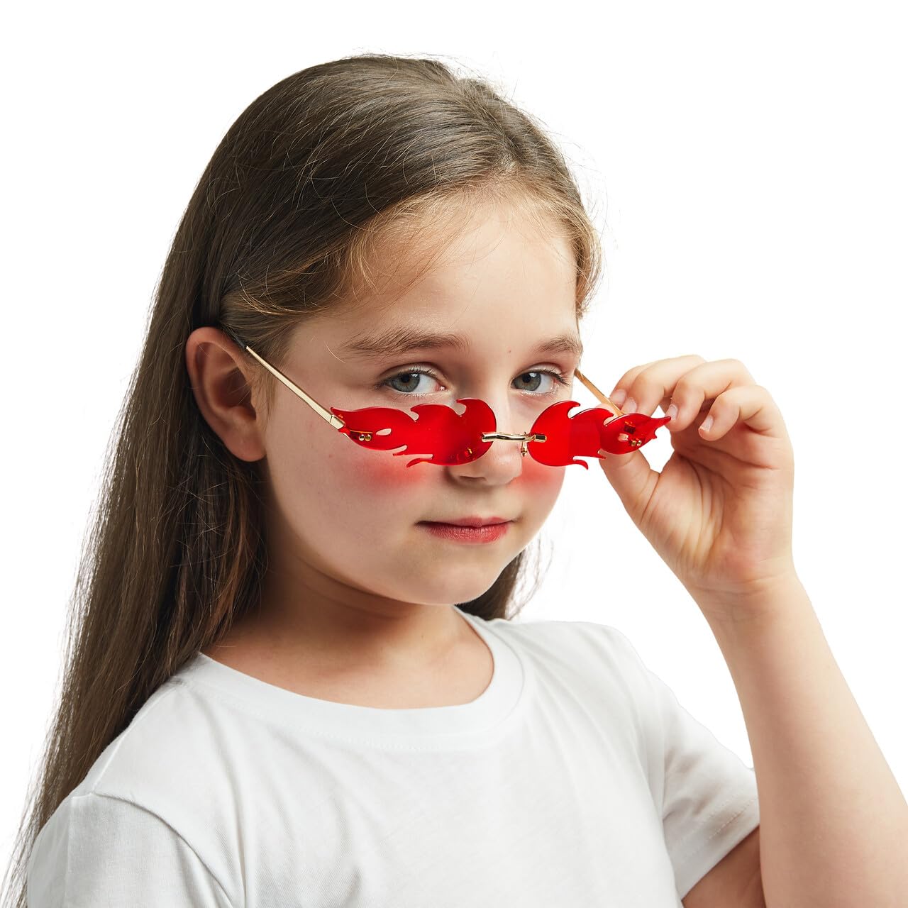 Spooktacular Creations Halloween Flame Glasses - Rimless Goth Sunglasses for Women, Men & Kids - Colorful Fire Shaped Eyewear for Costume Parties, Cosplay & Halloween Events