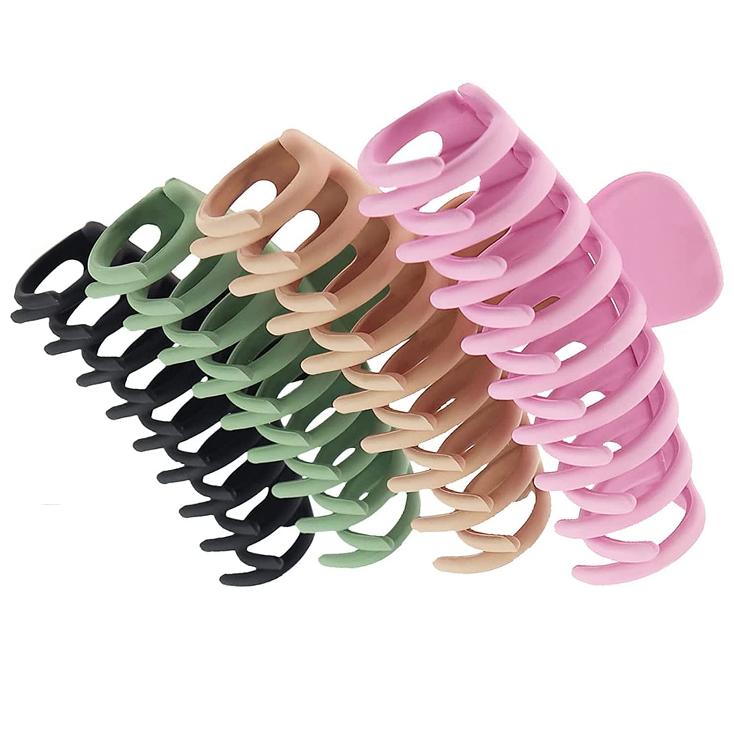 EPARTY 4-Pack Large Hair Claw Clips for Women - Strong Hold Matte Hair Clips for Thin, Thick & Curly Hair - Perfect for Updos, Ponytails & Everyday Hairstyles