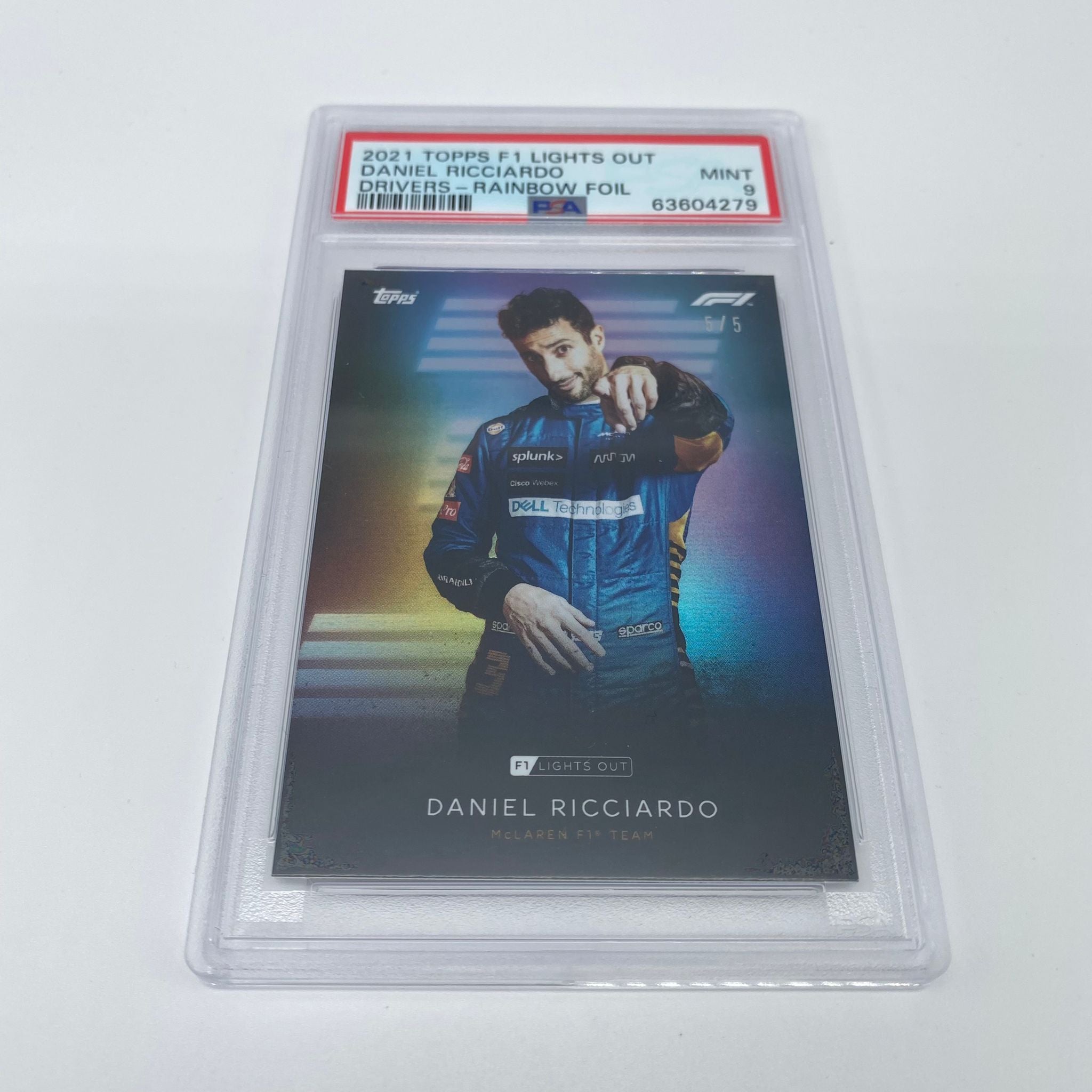 PSA 9 Daniel Ricciardo Rainbow Foil Trading Card - Rare Collectible for F1 Fans, Sports Memorabilia Enthusiasts, and Card Collectors - Perfect for Display, Investment, and Gifting