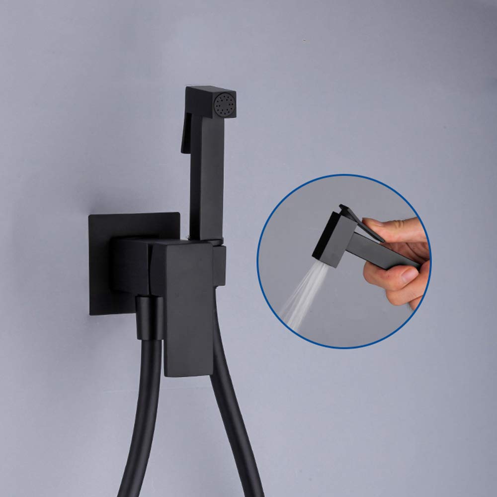Black Handheld Bidet Sprayer with Hot & Cold Water - Wall Mounted Toilet Sprayer for Personal Hygiene, Cloth Diaper Washer & Shower Spray (Color: Black) - Perfect for Bathroom Cleaning, Baby Care & Postpartum Hygiene