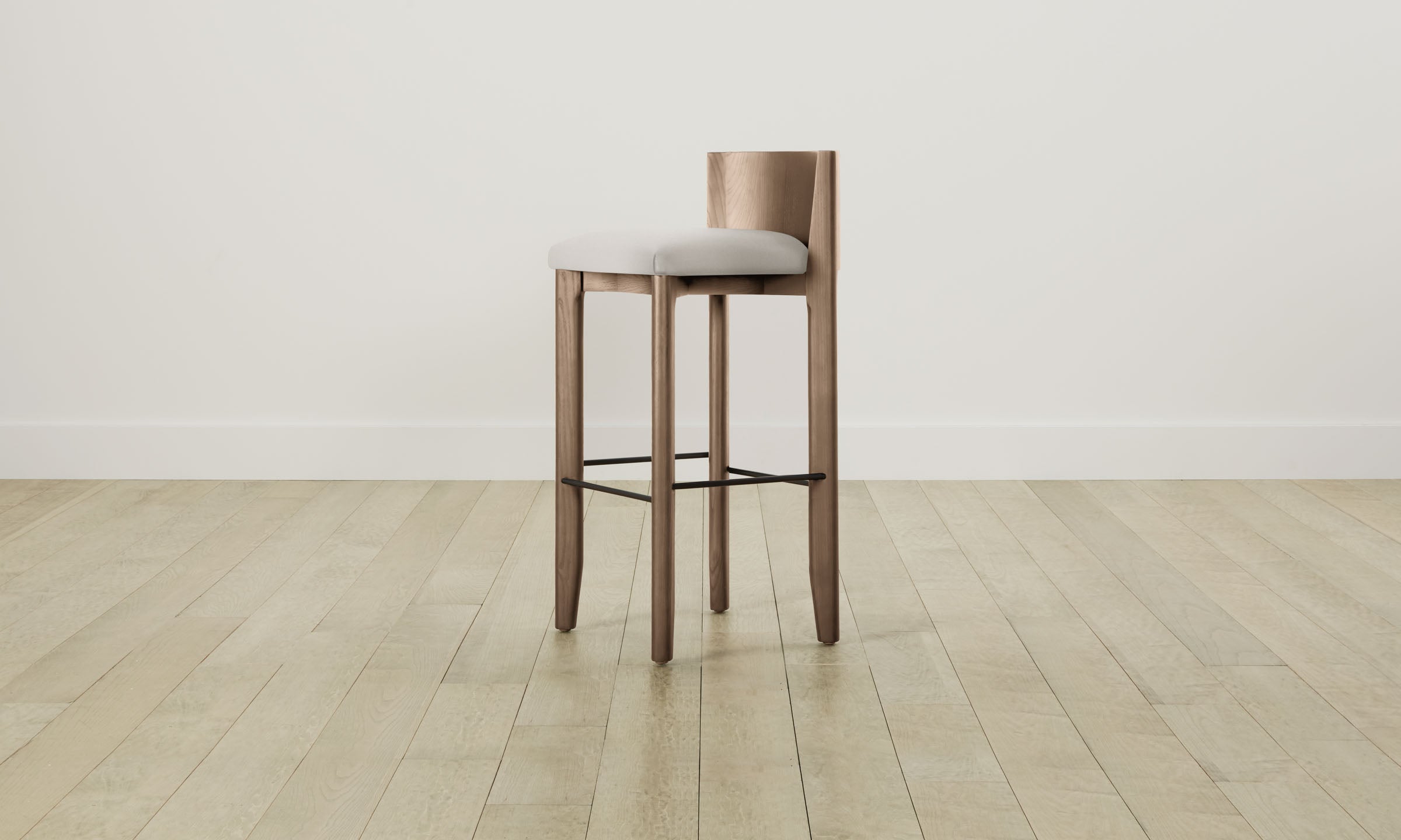 The Delancey Bar & Counter Stool - Italian Brushed Wool Vanilla Upholstered Stool for Kitchen Island, Breakfast Bar & Home Decor