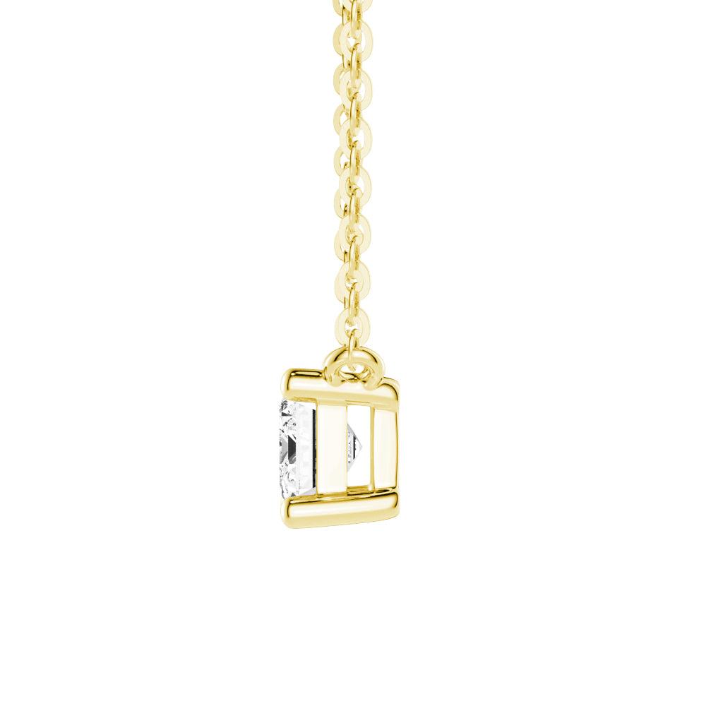 East West Emerald Cut Moissanite Solitaire Necklace | Dainty Gold Pendant for Women | Perfect for Weddings, Anniversaries & Everyday Elegance