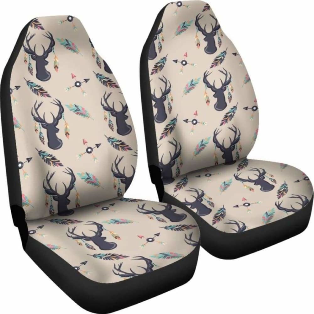 Boho Deer Feathers and Arrows Car Seat Covers - Premium Tan Leather Protector for Cars, SUVs & Trucks | Stylish Interior Upgrade for Road Trips & Daily Commutes